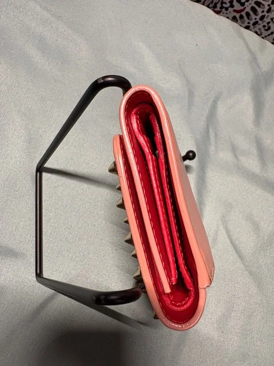 Christian Louboutin Macaron Spiked Trifold Wallet Nude Pink Gold Studs - Picture 5 of 9